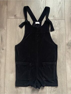 Pink Lily Black Terrycloth Women’s XS Overalls Style Romper